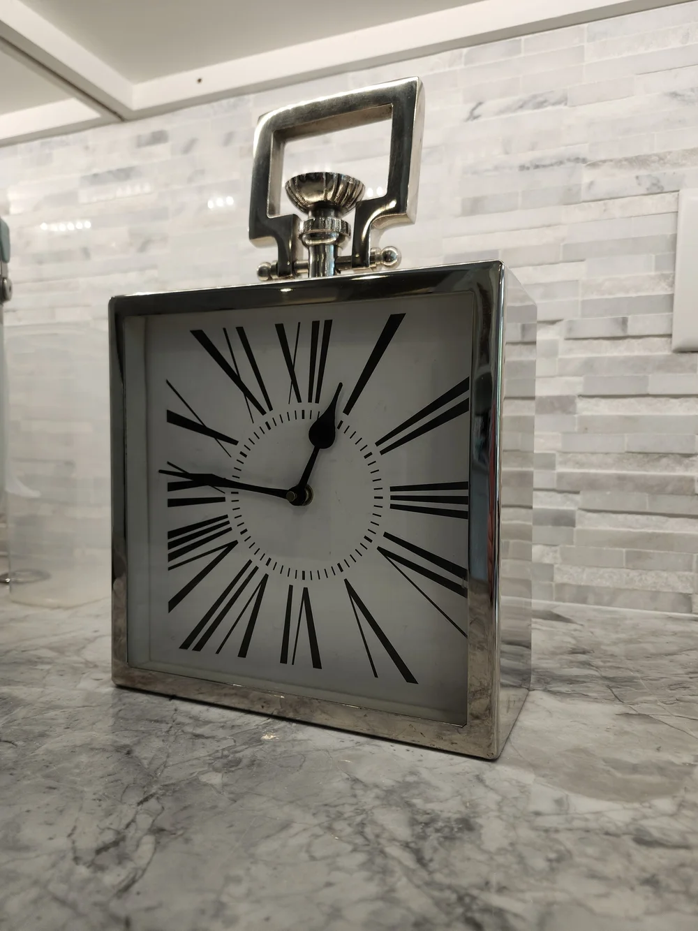 Modern Silver Roman Numeral Table Clock | RH Inspired Decor
